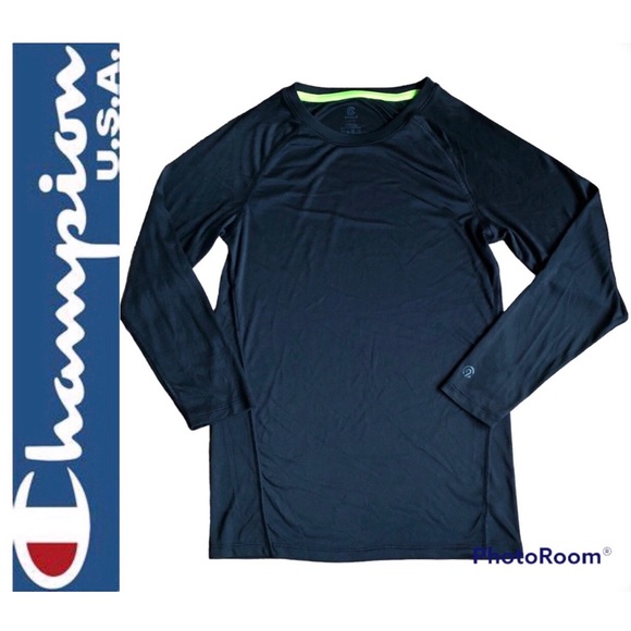 CHAMPION Performance Shirt Long Sleeve Large Black Boy’s UNISEX - Picture 1 of 14